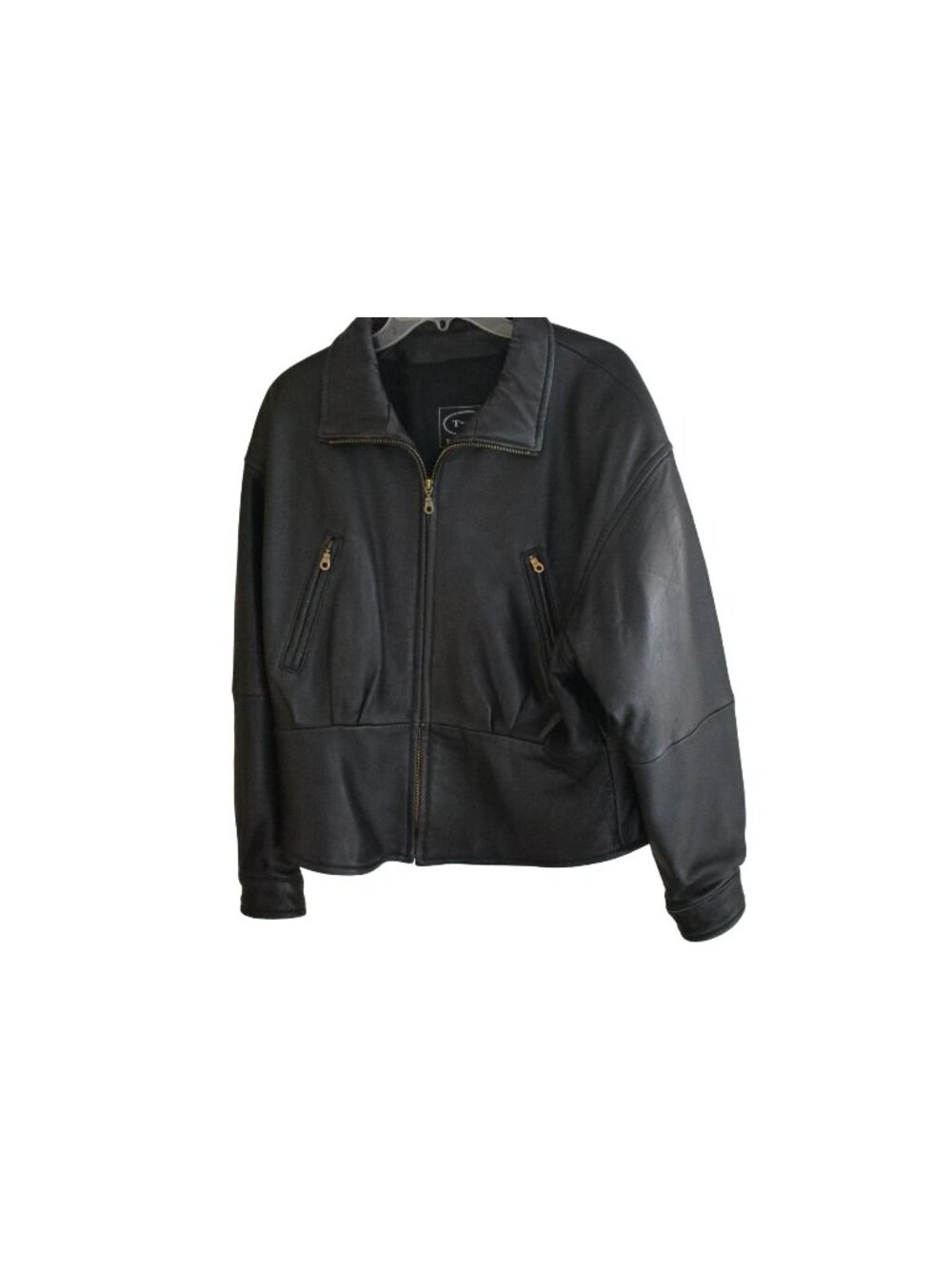 Vintage Women's Tannery West Black Leather Moto Jacket L